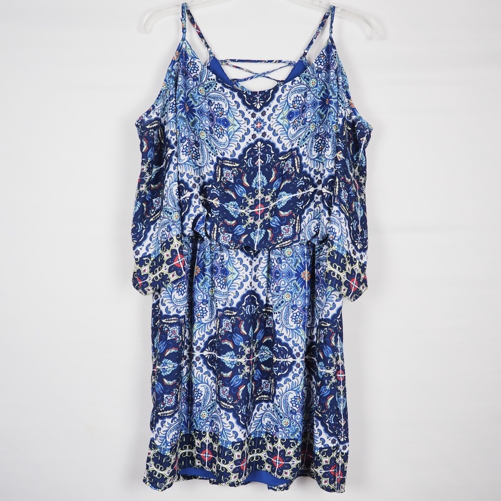 Bisou Bisou Cold Shoulder Mandala Dress, Size 14